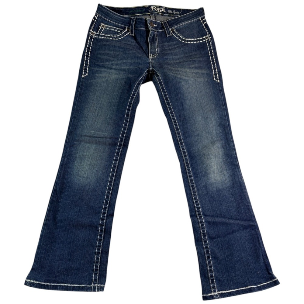 Wrangler Rock 47 Bootcut Jeans Womens 28x32 (31x29) Blue Denim Ultra Low Rise